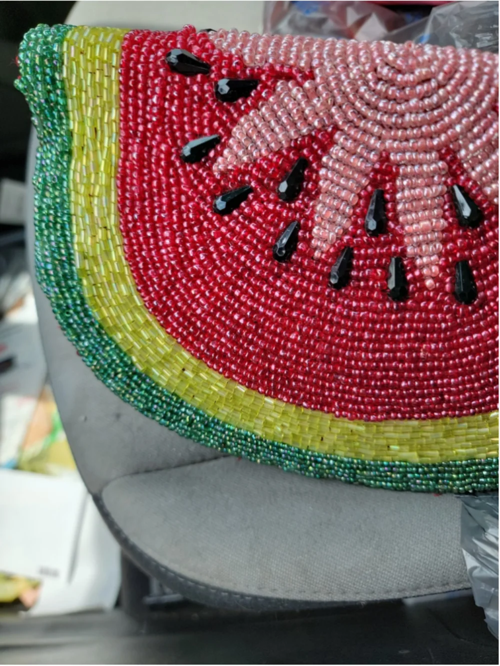 NWT Watermelon Beaded Crossbody Purse Made In India Fruit Chain Strap Summer